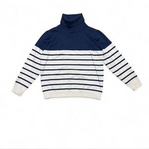 Navy and White Striped Turtleneck Sweater